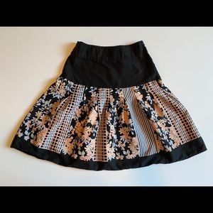 H&M A- Line Skirt Black with Floral Print